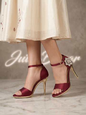 Jeweled Maroon Stilettos