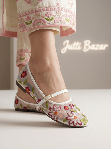 Hand-Embroidered Mary Janes Shoes
