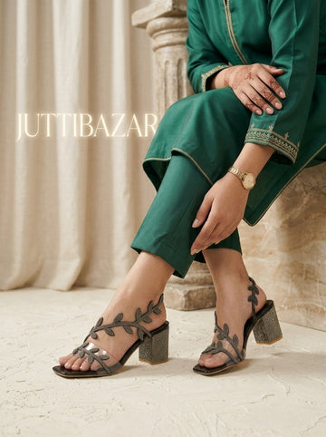 Crystal Strap Block Heel Sandals