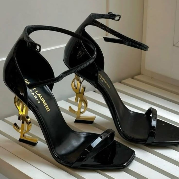 Stylish-Heell Black Gold Stiletto Heels