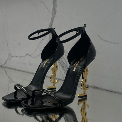 Stylish-Heell Black Gold Stiletto Heels
